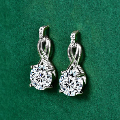 Real 925 Silver 4CTTW D VVS1 Moissanite Drop Earrings for Women Infinite Studs Earring GRA Certified Wedding Jewelry Gifts