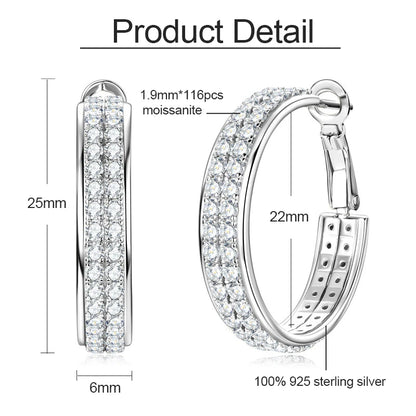 Real S925 Silver Full D Moissanite Earrings 2025 Fashion Sparking Hoop Clip Earrings GRA Certified Gift for Women Korean