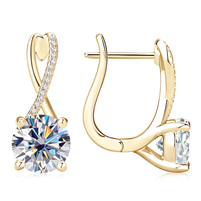 Real 925 Silver 4CTTW D VVS1 Moissanite Drop Earrings for Women Infinite Studs Earring GRA Certified Wedding Jewelry Gifts