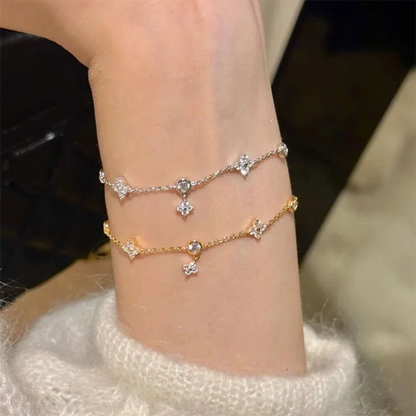 GRA Certified Moissanite Bracelet 925 Sterling Silver Women's Clover Flower Bracelets Adjustable S925 Chain Trendy Jewelry