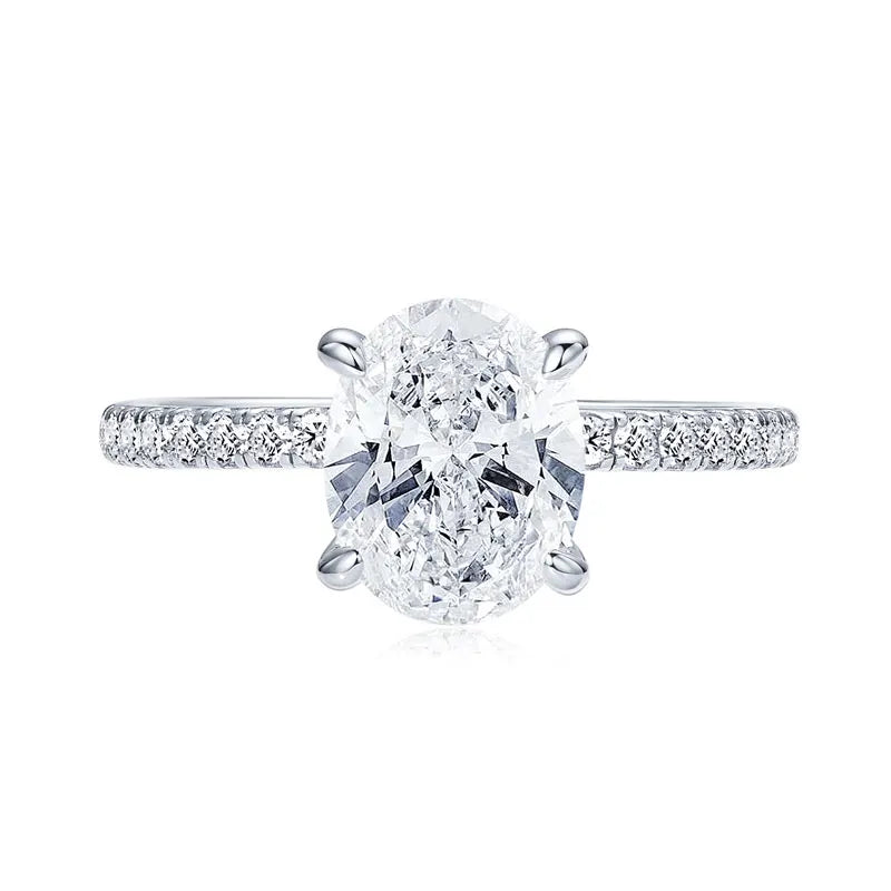 3.0CT D Oval Cut Moissanite Engagement Wedding Ring for Women 925 Sterling Sliver Promise Bands Vintage Finger Jewelry With GRA