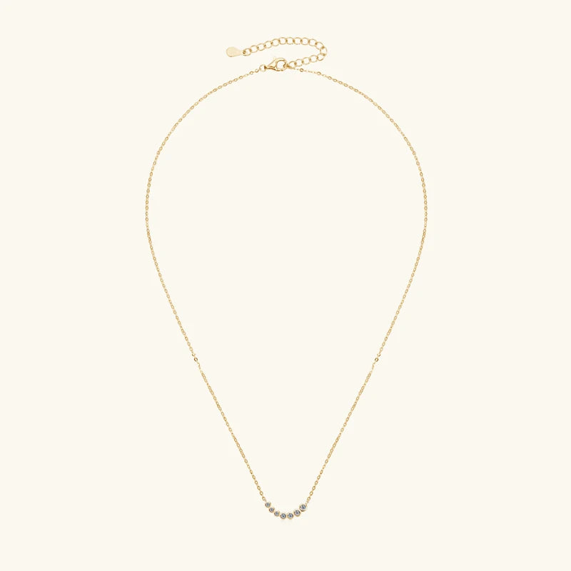 D0.17CT Moissanite 7 Stones Pendant Necklace for Women 18k Gold Plated 925 Silver Adjustable Chain Fine Jewelry Gifts S925