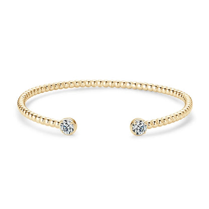 Solid 925 Sterling Silver Open Bangle Cuff 5mm 0.5ct D Color Round Cut Moissanite Bracelet GRA Certificate Women's Jewelry