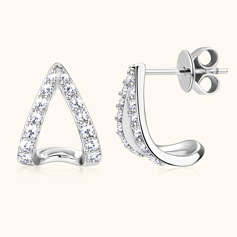 Mini Needles Stud Earrings 925 Sterling Silver for Women with D Color Moissanite Lovely Piercing Jewelry with Certificate