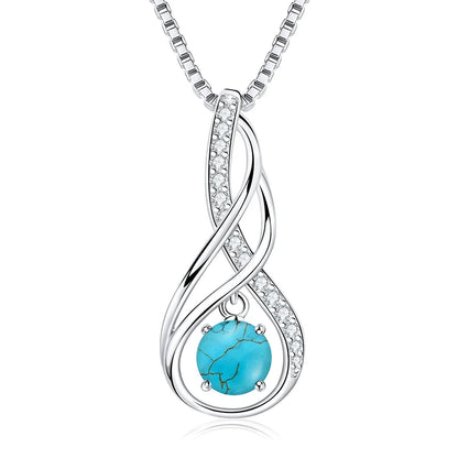 12 Birthstone Infinity Pendant Necklace for Women 925 Silver Colorful Gemstone 6.5mm Moissanite Zirconia Jewelry Birthday Gift