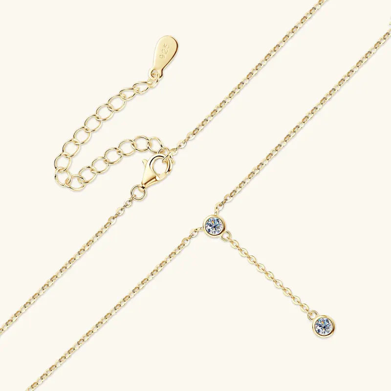 3mm D Color Moissanite Y Shape Long Pendant Necklace for Women Adjustable Chain 100% 925 Silver Jewelry Trendy 2025 Gifts