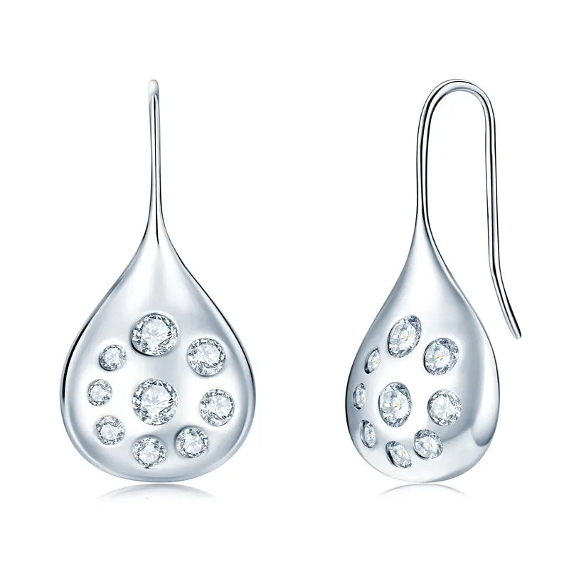 1.6cttw Moissanite Dangle Hook Earrings 925 Silver for Women 2024 Trendy Large Teardrop Earrings Texture Jewelry Gift GRA