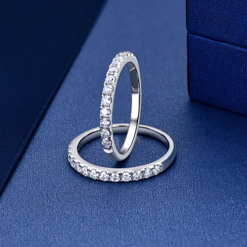 Stackable Half Eternity Rings Bands Sparking 2mm Moissanite Wedding Engagement Ring 925 Silver for Women Gifts Jewelry