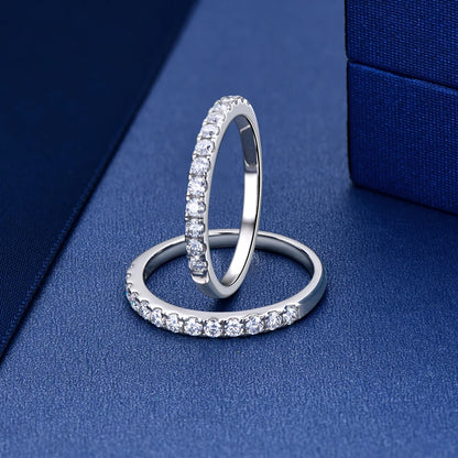 Stackable Half Eternity Rings Bands Sparking 2mm Moissanite Wedding Engagement Ring 925 Silver for Women Gifts Jewelry