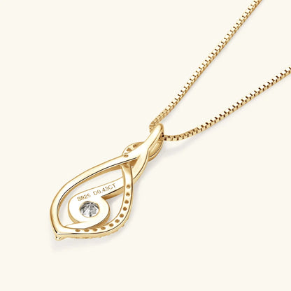 925 Sterling Silver 4mm Round Moissanite Twist Pendant Necklace Gold Plated Sparking Diamond Party Jewelry for Women Gifts