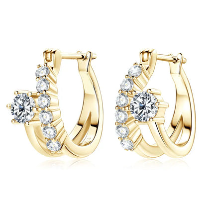 925 Silver 4mm Moissanite Earrings Trendy Split Hoop Earrings For Women Girl Sparking Jewelry GRA Christmas Valentine Gift