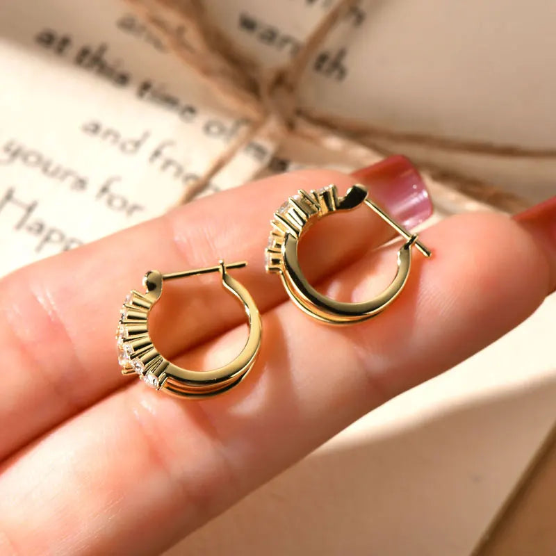 925 Silver 4mm Moissanite Earrings Trendy Split Hoop Earrings For Women Girl Sparking Jewelry GRA Christmas Valentine Gift