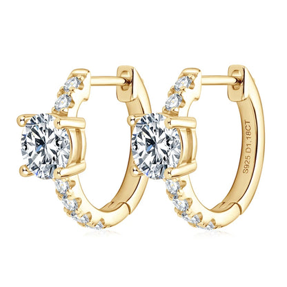 100% 925 Sterling Silver Earrings 2.36CTW. Moissanite Hoop Huggie Earrings for Women Gift Jewelry Engagement Birthday Valentine