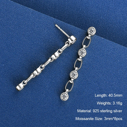 Long Tassel Star Moissanite Pendant Earrings for Women S925 Silver Chain Dangle Drop Earrings Studs GRA Certified Jewelry