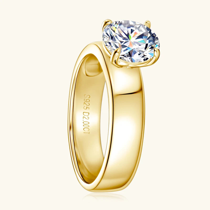 18k Gold Plated 925 Sliver 2ct 8mm Moissanite Ring for Couple Women Men Chunky Engagement Wedding Rings Wide Finger Bands