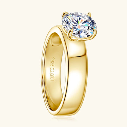 18k Gold Plated 925 Sliver 2ct 8mm Moissanite Ring for Couple Women Men Chunky Engagement Wedding Rings Wide Finger Bands