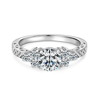 925 Sterling Sliver 6.5mm 1carat Round Moissanite Ring for Women Vintage Skeleton Engagement Wedding Rings Finger Jewel
