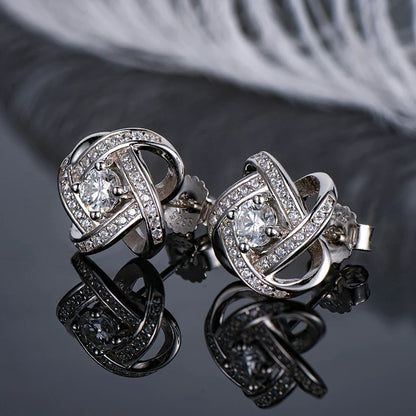 Original Certified Wedding Stud Earrings 4mm Moissanite Twist Flower Earrings for Women 925 Sterling Silver Jewelry Party
