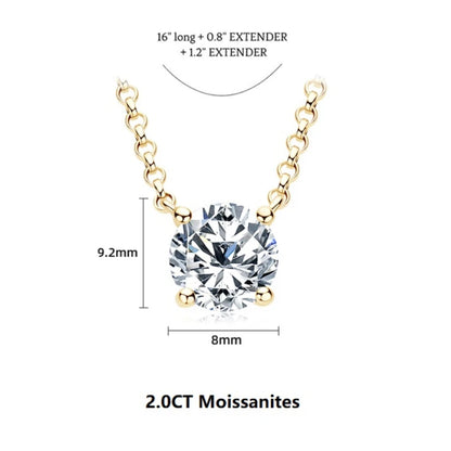 Simple 3CT Pendant Necklaces 925 Silver 2CT D Color Round Moissanite Certificate GRA 1CT Women's Necklace Jewelry 40+2+3cm
