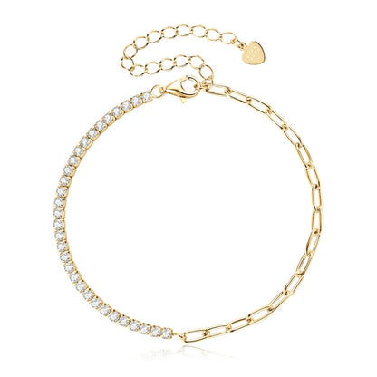 925 Silver Half Chain Tennis Bracelet 2-5mm D Color Moissanite Bracelet for Women Fine Jewelry 18k Gold Plated Bangle New