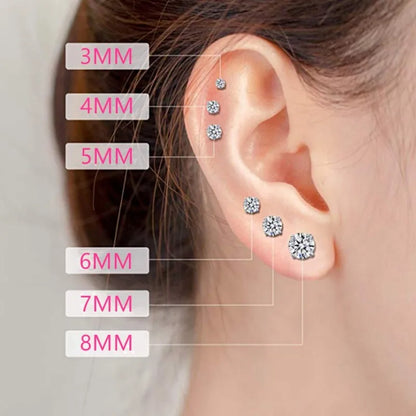 Stud Earrings for Men Women Real D Color Moissanite 3mm-9mm Multiple Sizes Earring 925 Silver Jewelry Girls Gift Certified