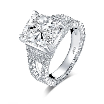 Luxury 6 Carat Cushion Cut Diamond Engagement Ring 925 Sterling Silver Wedding Band Jewelry for Women Rings AAAAA Cubic Zircon