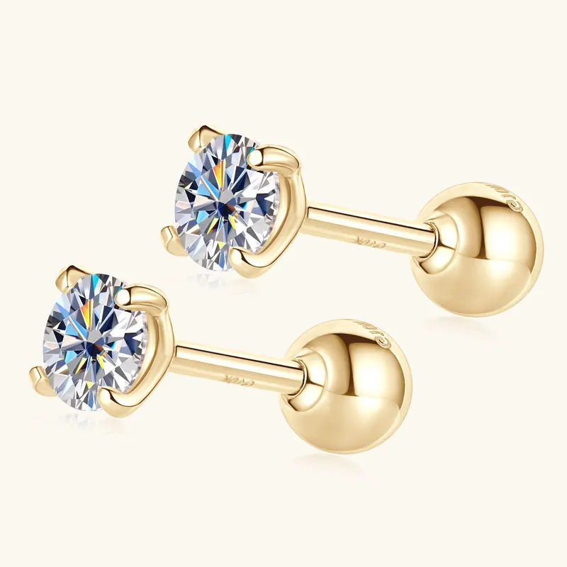 10K Yellow Gold Moissanite Sparking Stud Earrings for Couple Men Women Real Gold Wedding Jewelry D Color VVS1 Lab Diamond