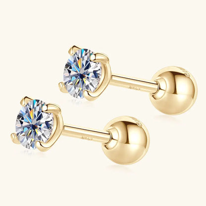 10K Yellow Gold Moissanite Sparking Stud Earrings for Couple Men Women Real Gold Wedding Jewelry D Color VVS1 Lab Diamond