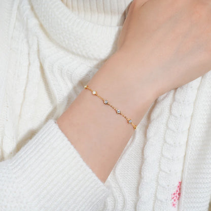 Fashion 925 Sterling Silver Bubble Bracelet 2.5mm D Color Bezel Moissanite Bracelets for Women Birthday Gift Fine Jewelry
