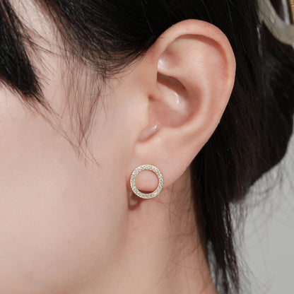 Minimalist 925 Sterling Silver Halo Circle Earrings 1.3mm Round Moissanite Earrings Studs for Women Fine Jewelry 2024 New Trend