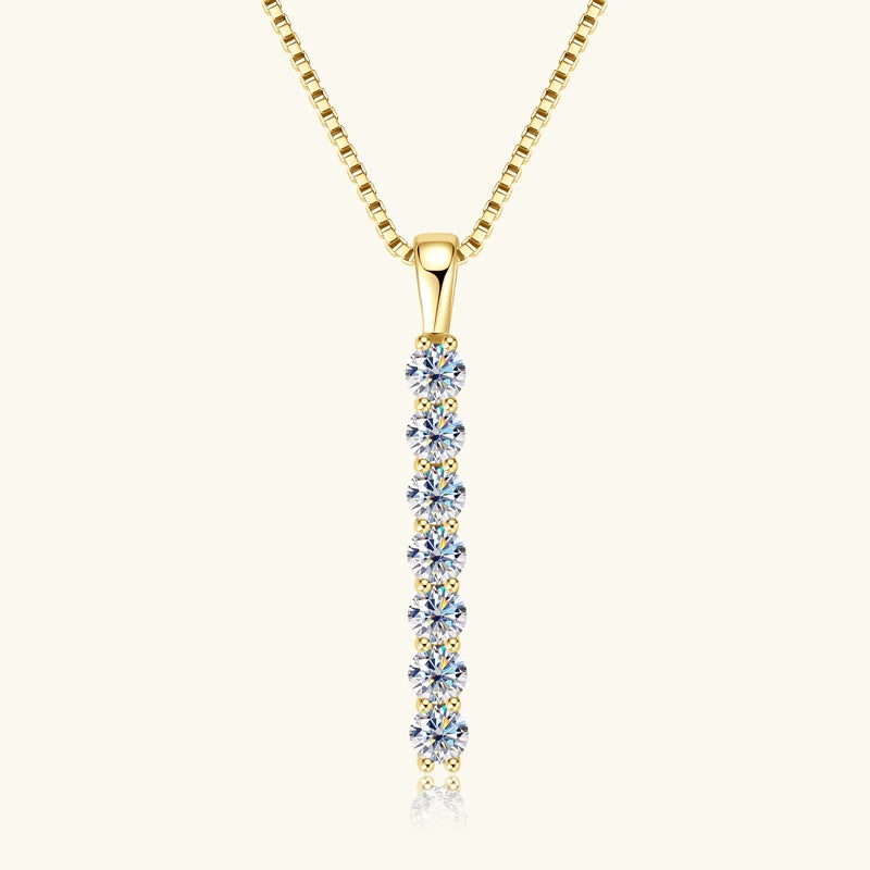 2.8mm 0.56ctw. Moissanite Pendant Necklace for Women 925 Silver Adjustable Chain 7-stone Bar Necklaces Trend Jewelry Gifts