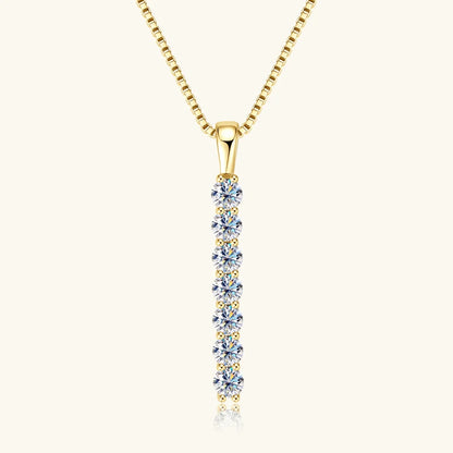 2.8mm 0.56ctw. Moissanite Pendant Necklace for Women 925 Silver Adjustable Chain 7-stone Bar Necklaces Trend Jewelry Gifts