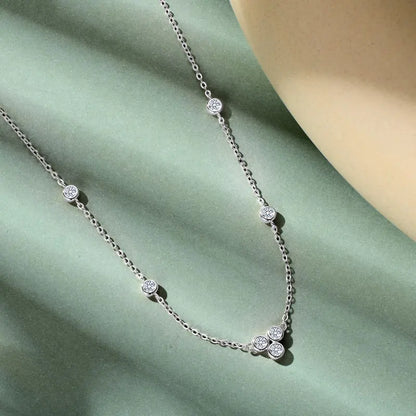 3mm Bezel D Moissanite Pendant Necklace for Women 925 Sterling Silver Plated Gold Adjustable Chain 2025 Gift Valentine Day