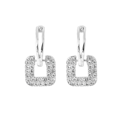 Moissanite Drop Square Stud Earrings for Women Real 925 Silver Piercing Ear Jewelry D Color Wedding Party Daily Wear Gifts