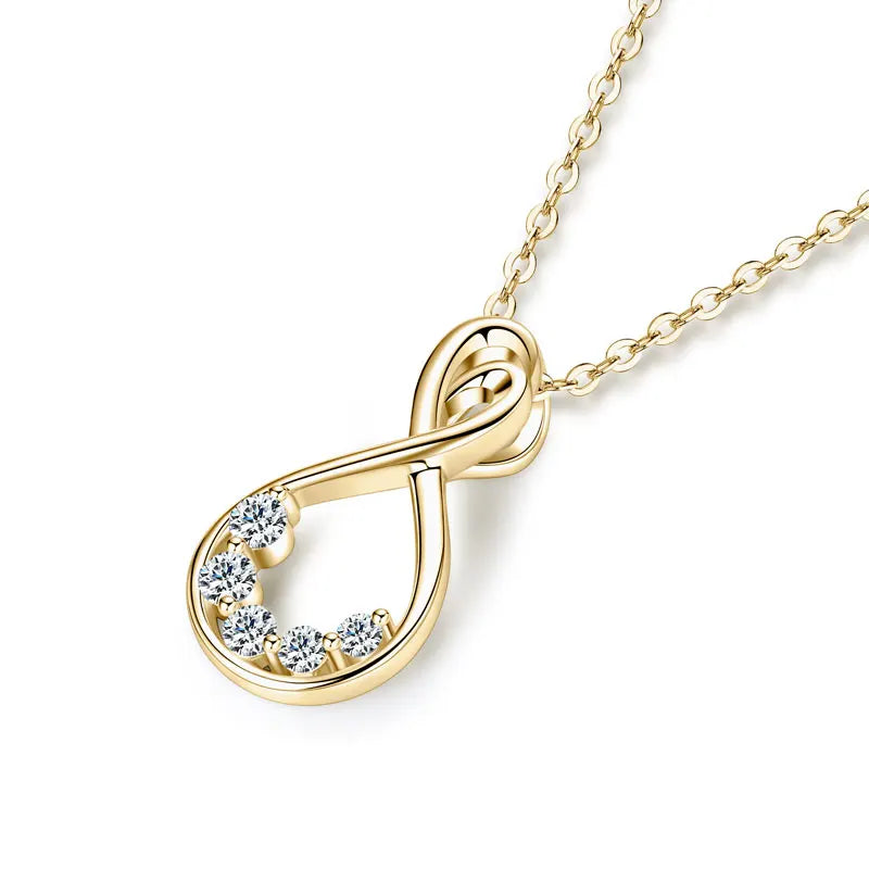 Infinity Necklace S925 D Round Moissanite Pendant Necklaces 925 Silver for Women Adjustable Chain GRA Certified Infinite Jewelry