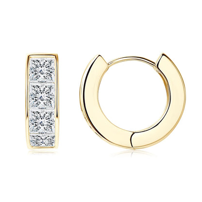 3.20CTTW Princess Cut Moissanite Hoop Earrings 100% 925 Silver for Women Jewelry Small Hoops Huggie Inner Diameter 11mm