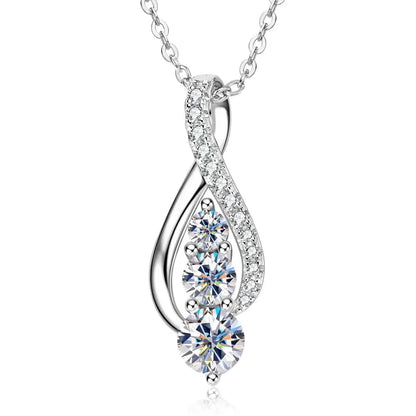 925 Sterling Silver Fashion All Moissanite Infinity Pendant Necklace Women's Adjustable S925 Chain Wedding Christmas Gift