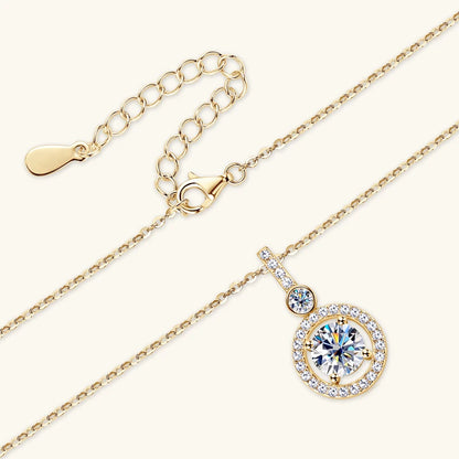 925 Sterling Silver Pendant Necklace Moissanite 6.5mm 1.33CTW. Round Cut Birthday Party Valentine Day Gift Women Jewelry