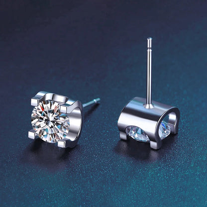 5mm 0.5CT Moissanite Earrings Silver 925 Sterling Gold Plated Push-Back Piercing Stud Earring Jewelry for Women Men Gifts