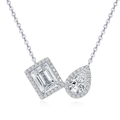 3CTW. 2ct Emerald Cut and Pear Cut D Moissanite Pendant Necklace for Women s925 Silver GRA Certified Jewelry Party Birthday Gift