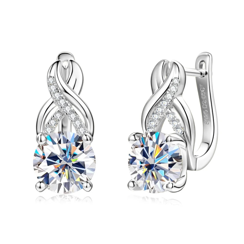Real 925 Sterling Silver Infinity Hoop Earrings for Women 4.10ctw. Moissanite Drop Earrings Luxury Wedding Jewelry Certificate