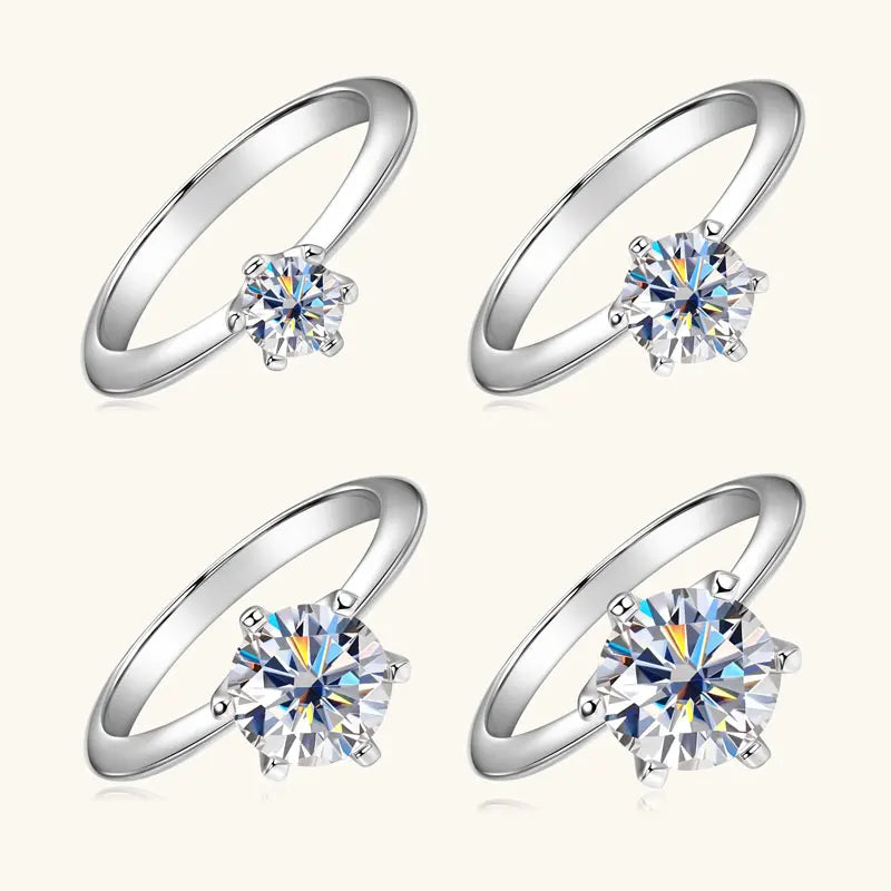 0.5CT-3.0CT Moissanite Solitaire Ring 925 Silver Plated White Gold Engagement Wedding Band For Women Certified Finger Ring