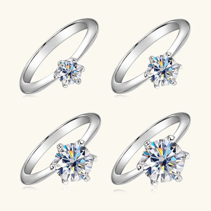 0.5CT-3.0CT Moissanite Solitaire Ring 925 Silver Plated White Gold Engagement Wedding Band For Women Certified Finger Ring