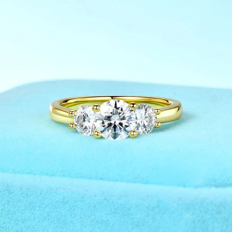 3 Stones D Moissanite Ring Real 925 Sliver Promise Rings for Women Engagement Wedding Jewelry 6.5mm 5mm Lab Diamond Bands
