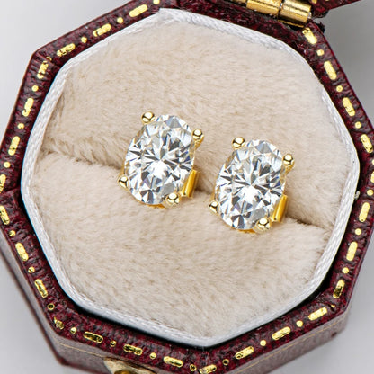 Women's Oval Cut D Color Moissanite Jewelry Set Real 925 Silver Pendant Necklace and Stud Earrings Piercing Party Wedding Gifts