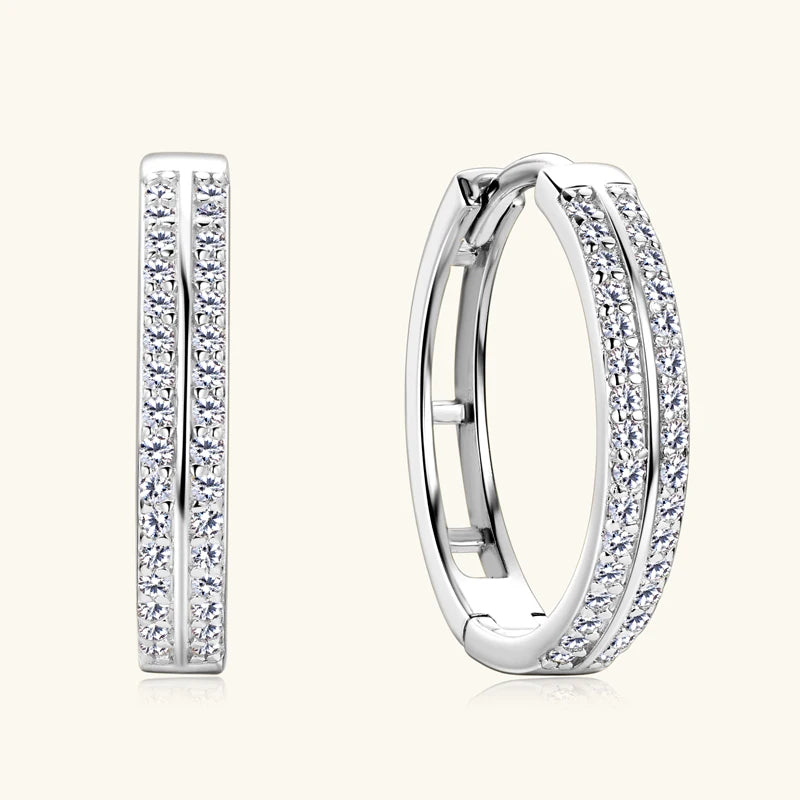 Trend Hoop Earrings 925 Sterling Silver Round Moissanite Piercing Engagement Jewelry for Women Wedding Party Gift Birthday