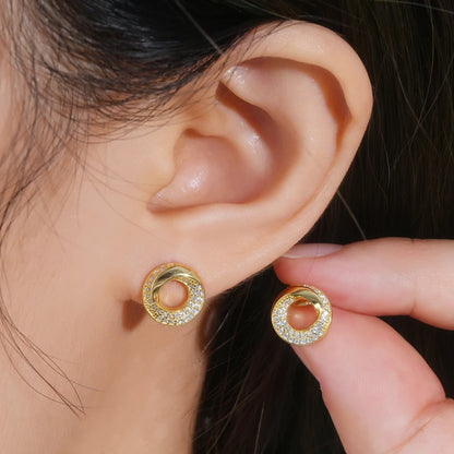 Doughnut Circle D Color Moissanite Stud Earrings  for Women Men Real 925 Silver Piercing Ear Jewelry with GRA Certificate