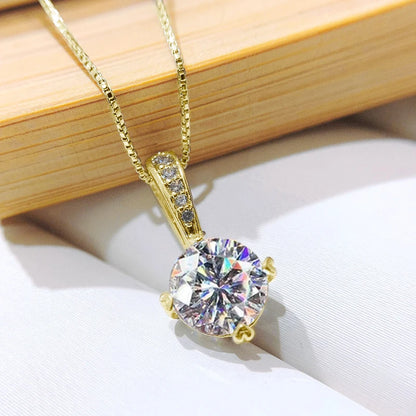 925 Silver 1Ct D Color Round Moissanite Pendant Necklace with Real Certificate Women's Necklace Jewelry Heart Shaped Claw
