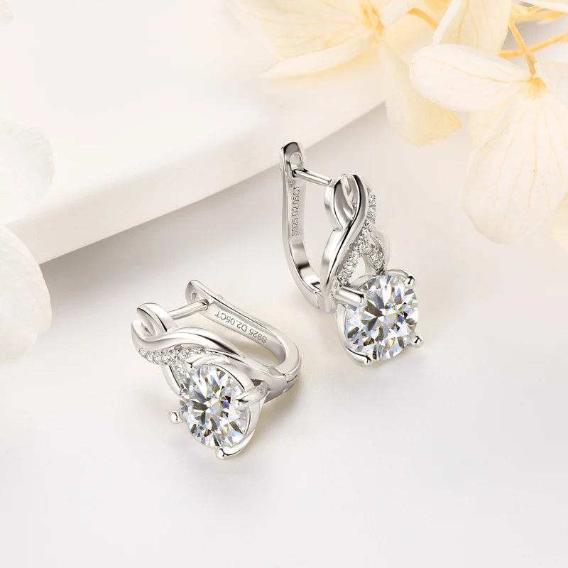 Real 925 Sterling Silver Infinity Hoop Earrings for Women 4.10ctw. Moissanite Drop Earrings Luxury Wedding Jewelry Certificate