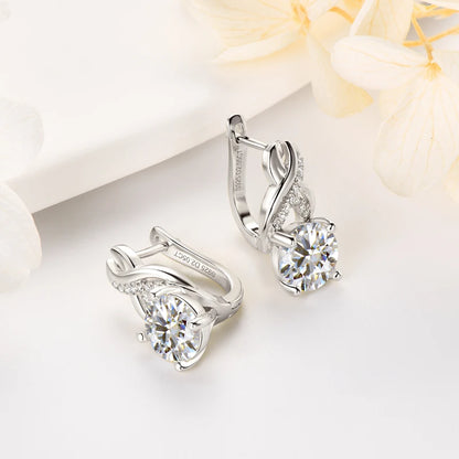 Real 925 Sterling Silver Infinity Hoop Earrings for Women 4.10ctw. Moissanite Drop Earrings Luxury Wedding Jewelry Certificate